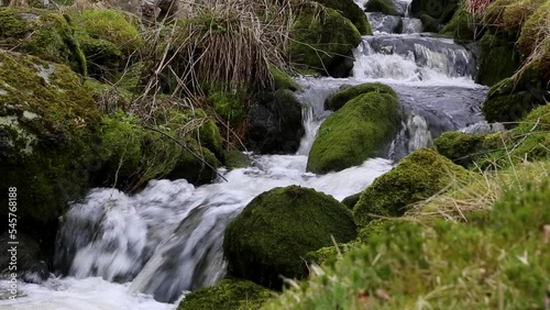 water stream flowing in norway close mountainside photo