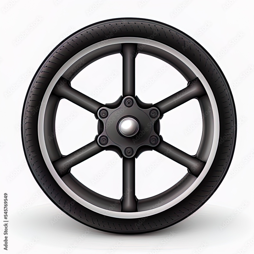 Obraz premium Black sports wheel on a white background