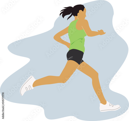 Running or jogging girl vector portrait isolated