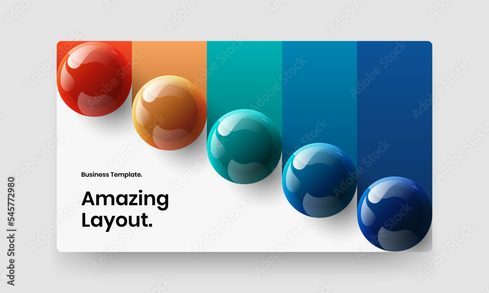 Simple web banner design vector illustration. Bright 3D spheres corporate identity template.