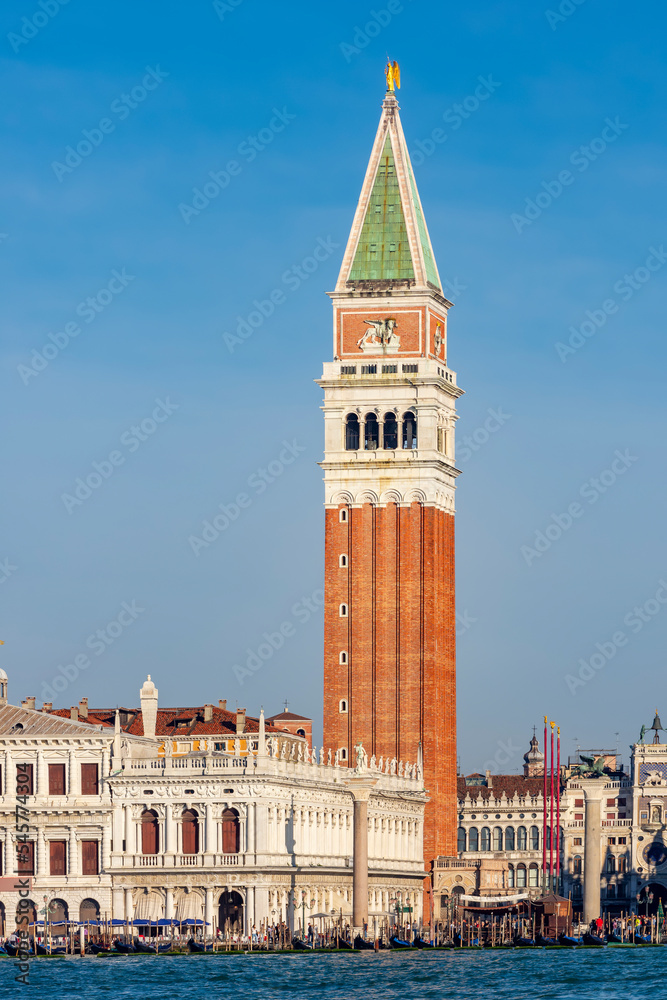Campanile tower on a sunny day, Venice, Italy