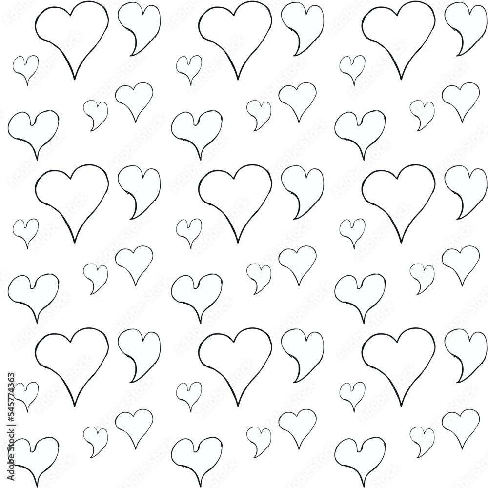 Seamless Pattern Hearts Texture on White Background for Multiples Uses.