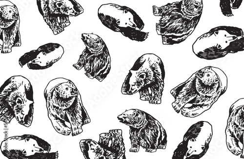 Graphical vector pattern with polar bears on white background, wallpaper , animals cover