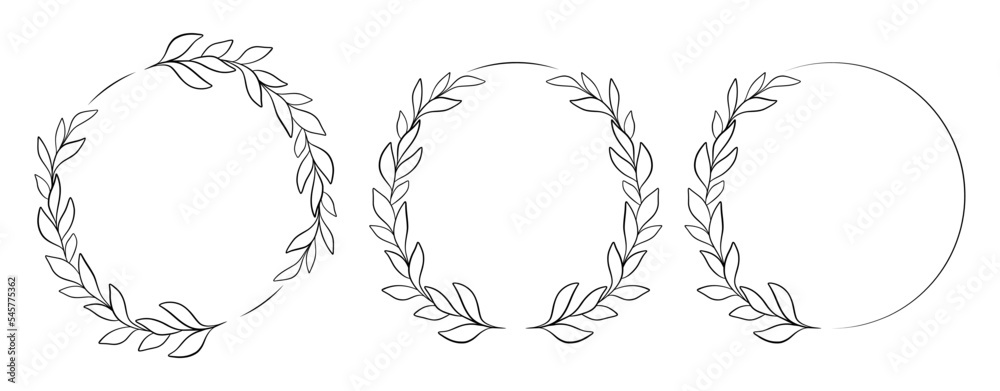 Obraz premium Black on white floral hand drawn logo template in elegant and minimal style.