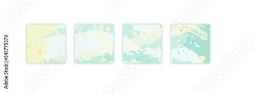 4 abstract backgrounds in green and yellow colors for social media.