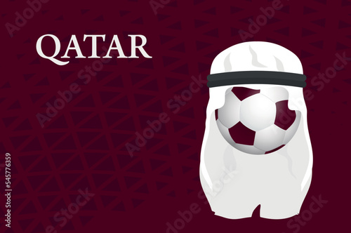 Football ball in shemagh. Football poster. Vector graphics.