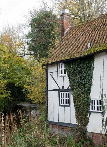 Old house in the historic English village of Wheathampstead, near St Alban's in Hertfordshire. Photographed on a bright autumn day. photo