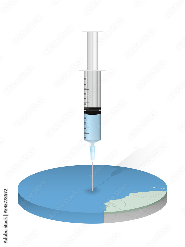 Vaccination of Cape Verde, injection of a syringe into a map of Cape ...
