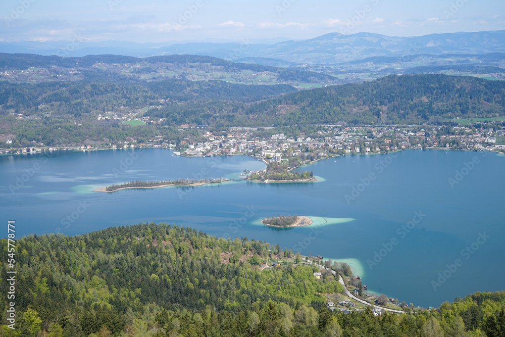 Awesome view to beautiful lake woerthersee in austria, carinthia