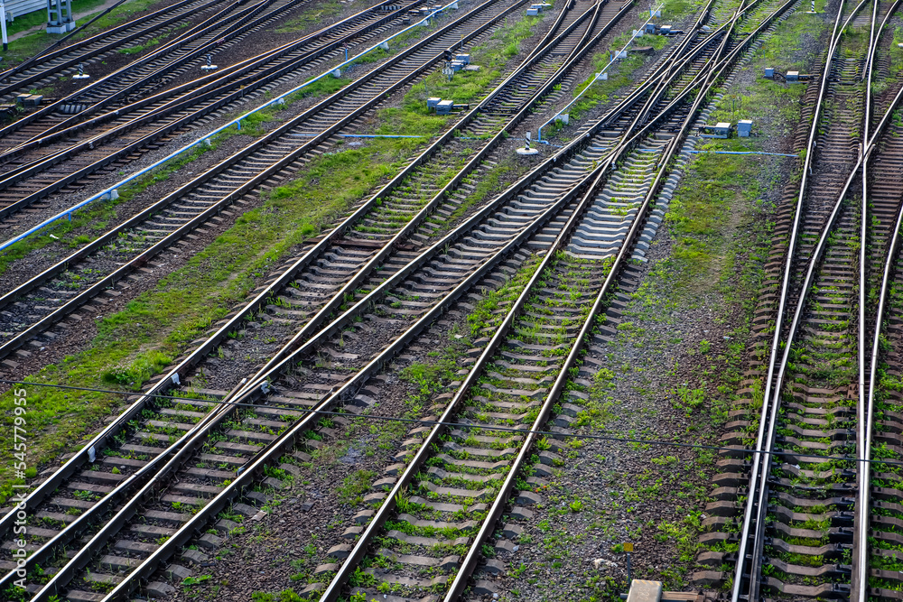 Fototapeta premium View of railway tracks in Saint-Petersburg, Russia.