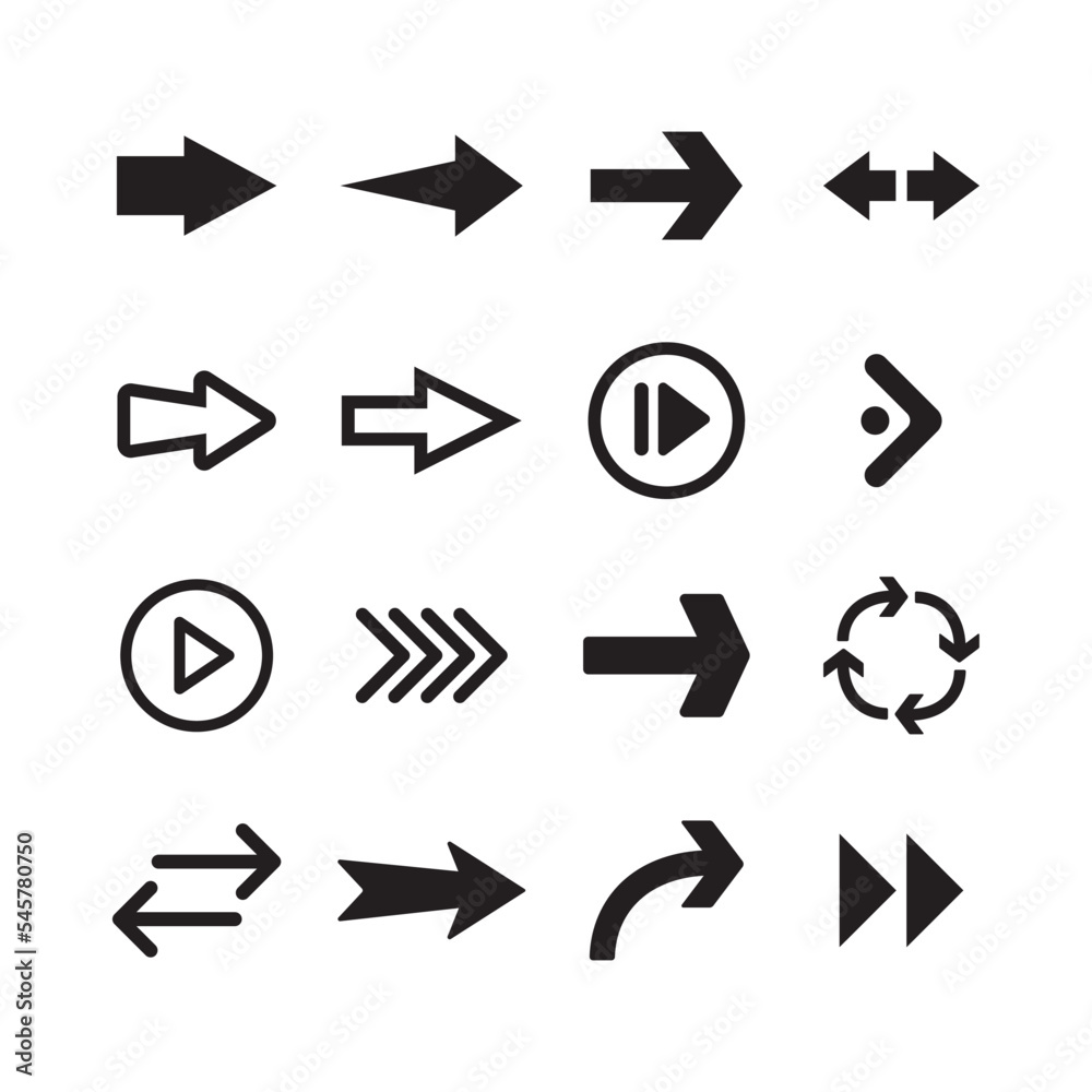 Arrow icons. Simple directional pictogram arrows. Arrow icons. Simple directional pictogram arrows.