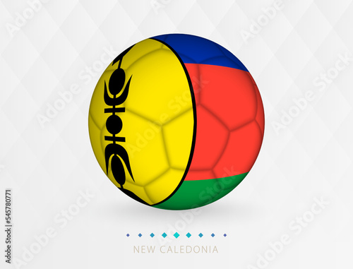 Football ball with New Caledonia flag pattern, soccer ball with flag of New Caledonia national team.