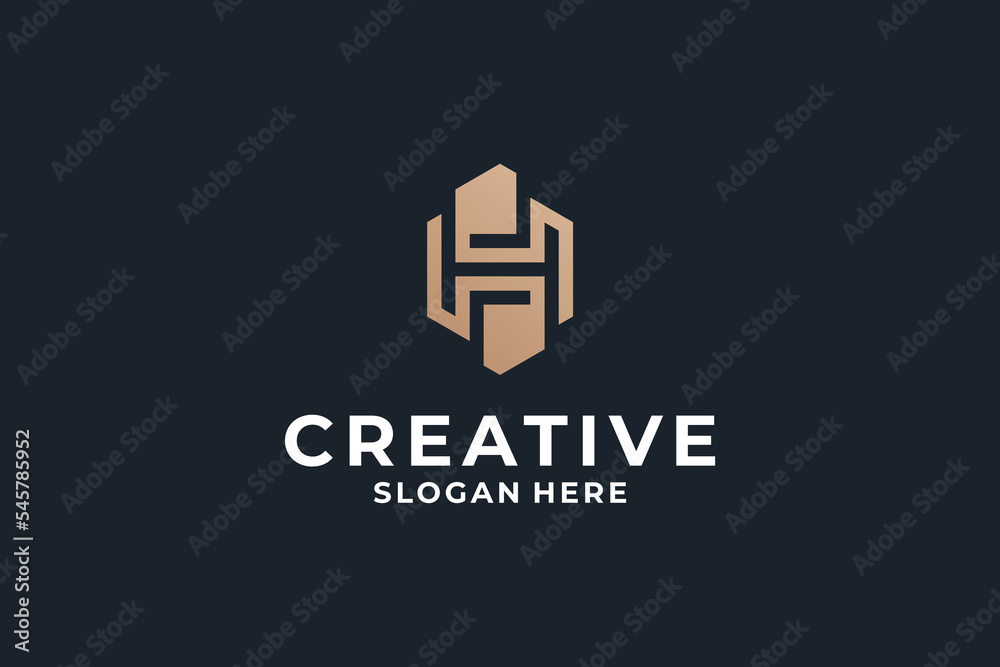 Fototapeta premium Letter H logo design combine with creative Hexagon shape.