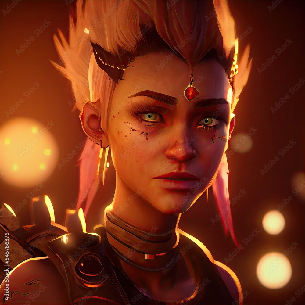 Fantasy female avatar profile picture. Video game character design ...