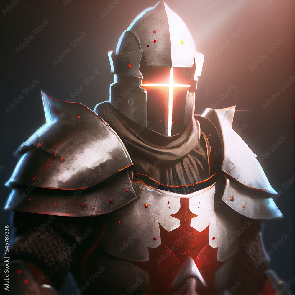 Medieval Templar Knight from the future in full armor. 3D video
