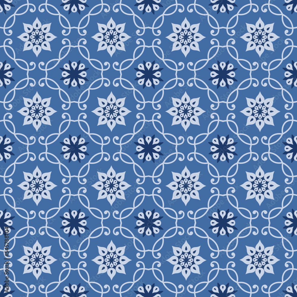 Abstract floral holiday seamless pattern. Line arabesque ornamental texture. Artistic geometric mosaic background in arab orient style.