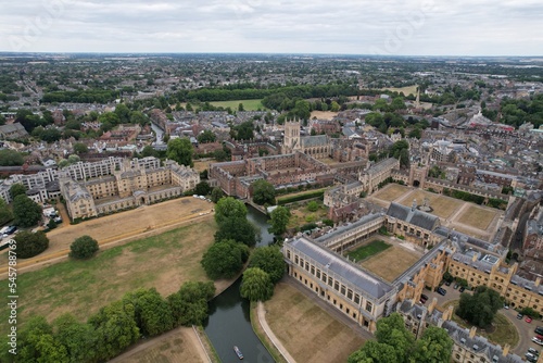 Cambridge City centre UK drone aerial view © steve