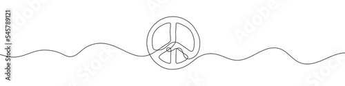 Continuous line drawing of peace symbol. Line art of peace symbol. One line drawing background. Vector illustration.