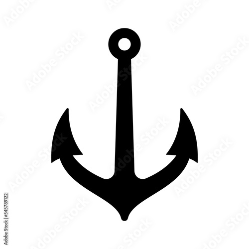 Anchor icon. Black anchor icon on white background. Vector illustration. Anchor silhouette