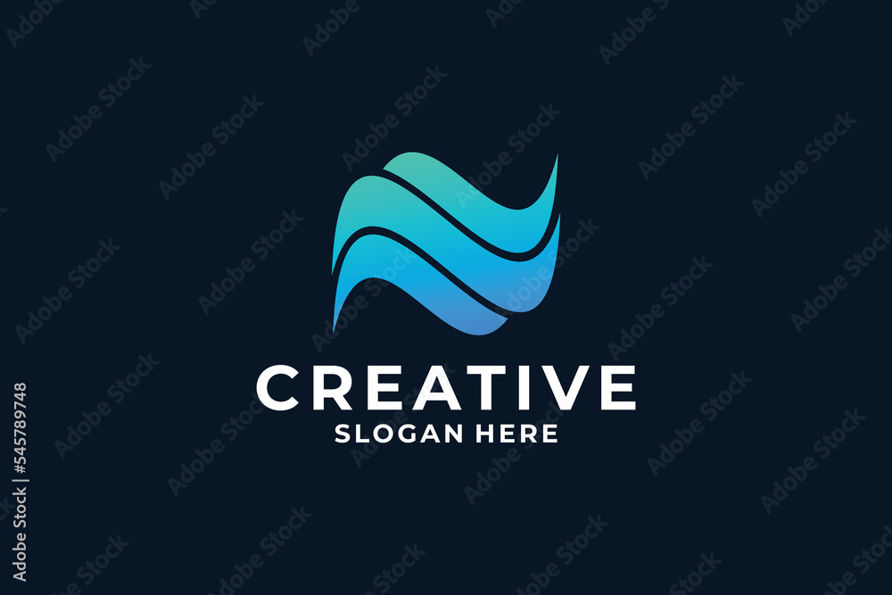 Fototapeta premium Minimalist letter N logo design inspiration.