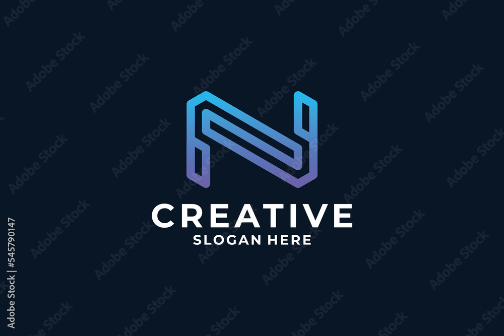 Fototapeta premium Abstract letter N logo design template.