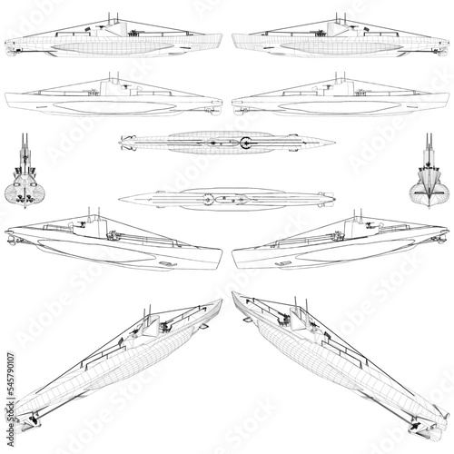 Submarine Vector. Illustration Isolated On White Background. A vector illustration Of A Submarine.