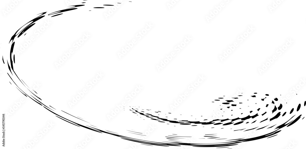 Fototapeta premium Halftone swirling polka dot outline. A giddy points or drip whirlpool, drain. Imitation of duplicate bottom layer. Space for copy text. Vector.