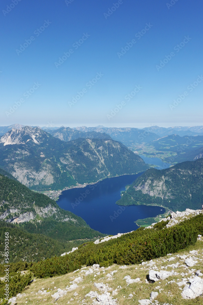 The view of Hallstatt lake from Krippenstein mountain, Hallstatt, Austria	
