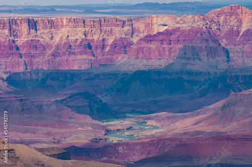 deepness and beautiful colours of Grand Canyon South Rim and Colorado River, Arizona, USA