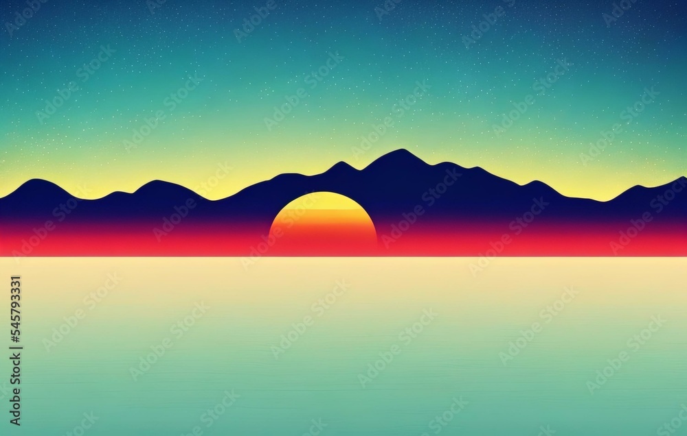 Naklejka premium colorful silhouette landscape illustration