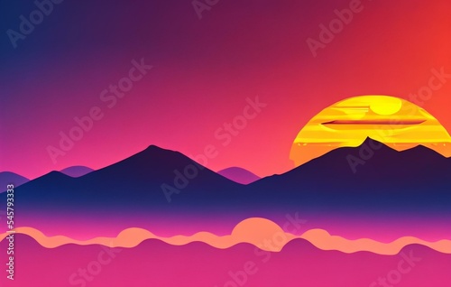 colorful silhouette landscape illustration © LikotoArtworks