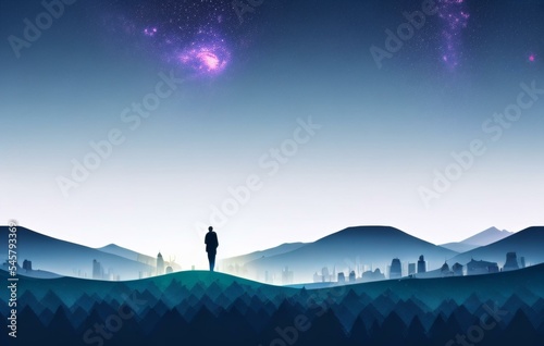 colorful silhouette landscape illustration