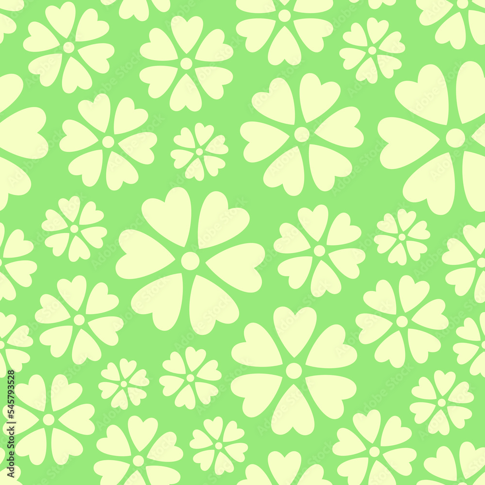 Beige flowers on green background seamless pattern. Best for textile, wallpapers, home decoration, wrapping paper, package and web design.