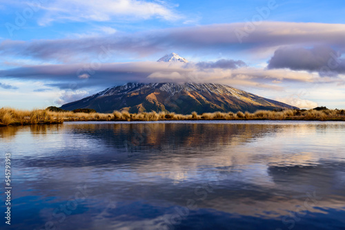Mt. Taranaki reflection in Pouakai Pool, New Zealand 