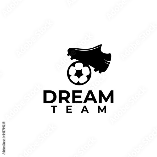 Football shoes on the ball logo design