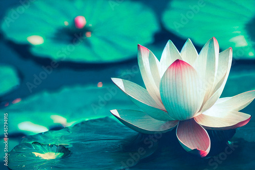 White Lotus Flower in pond