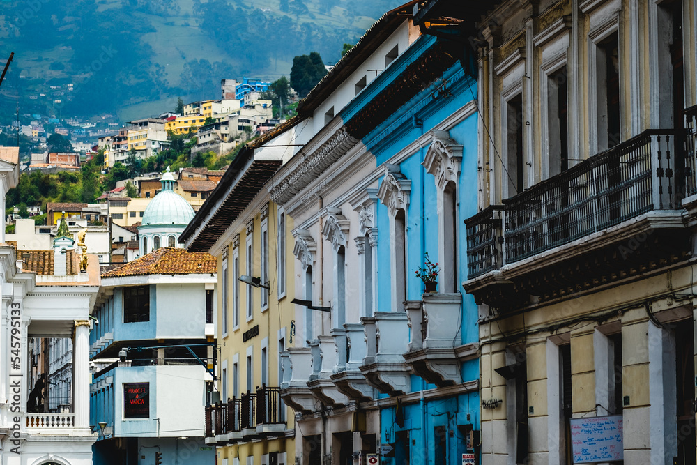 Colorful Colonial Houses, Traditional Streets Quito Ecuador City Center