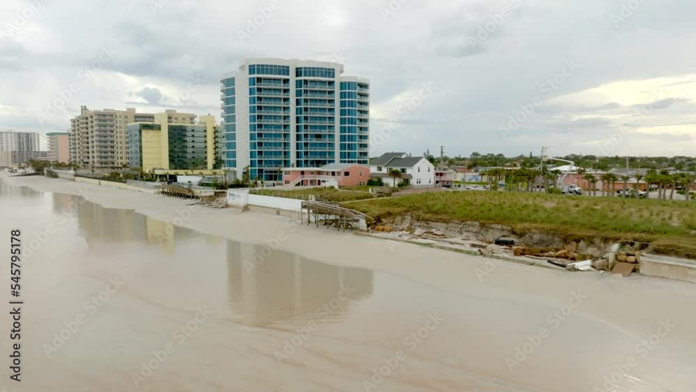 Daytona Beach Florida coastline after hurricane Nicole November 2022