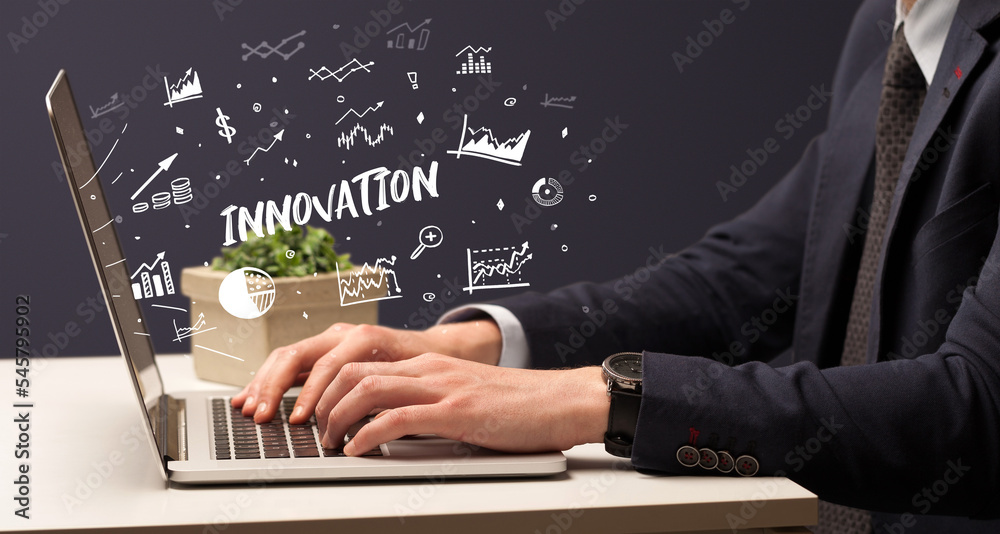 Businessman working on laptop, business concept Businessman working on laptop, business concept