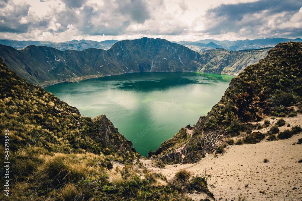 Quilotoa Lagoon Water Filled Crater Lake Ecuador Andes Volcano