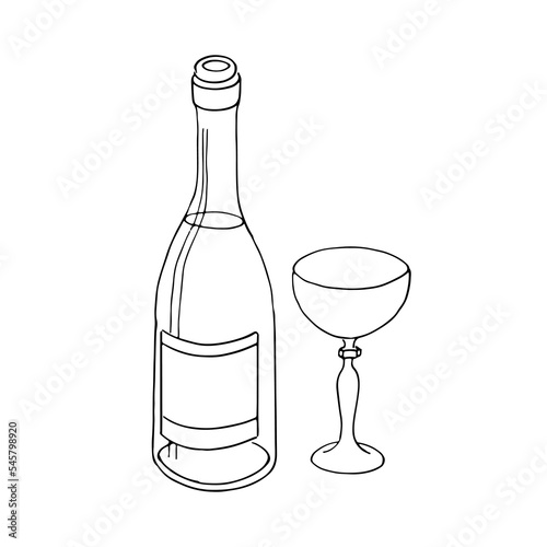 thin line bottle. glass. modern simple lineart graphic art design isolated. illustration. vector