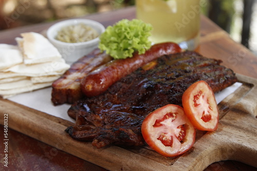 Meat sampler platter outdoor dining