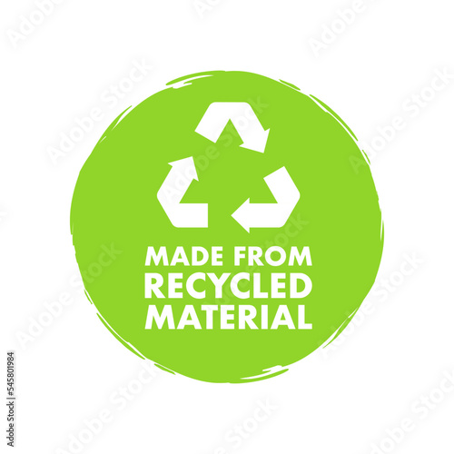 Made With Recycled Materials sign, label. Vector stock illustration