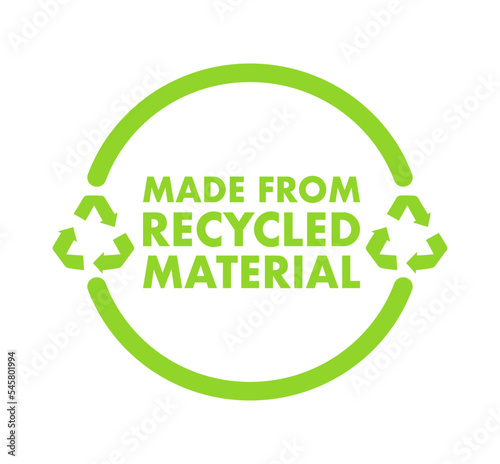 Made With Recycled Materials sign, label. Vector stock illustration