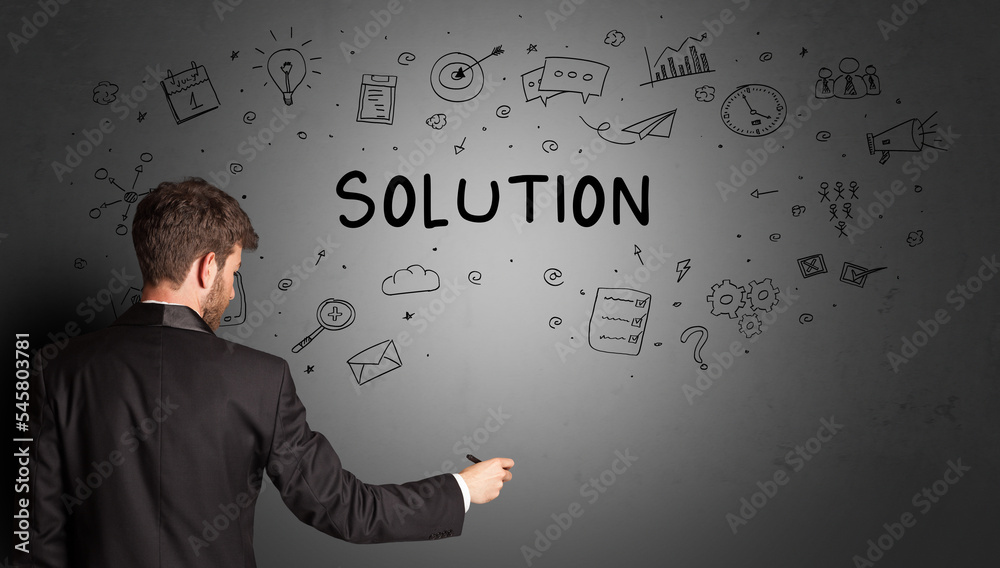 businessman drawing a creative idea sketch businessman drawing a creative idea sketch