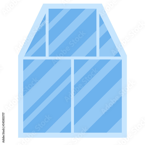 White plastic window with glasses on white background. Closed vector window element of architecture and interior design