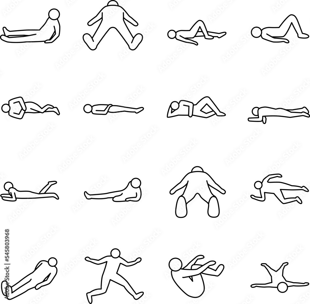 16 Poses outline vector icons Stock Vector | Adobe Stock