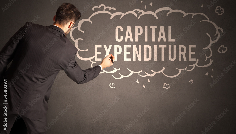 businessman drawing a cloud with inscription businessman drawing a cloud with inscription