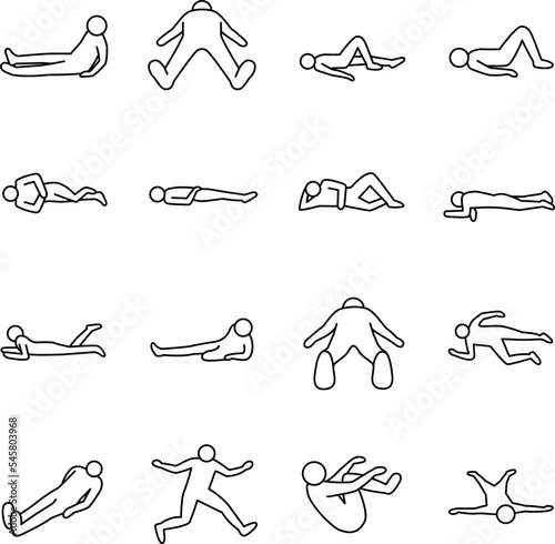 16 Poses outline vector icons