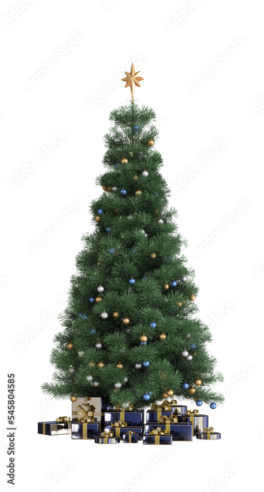 Fototapeta premium Christmas pine tree idea concept set isolate on white background with different angle. 3D Rendering 